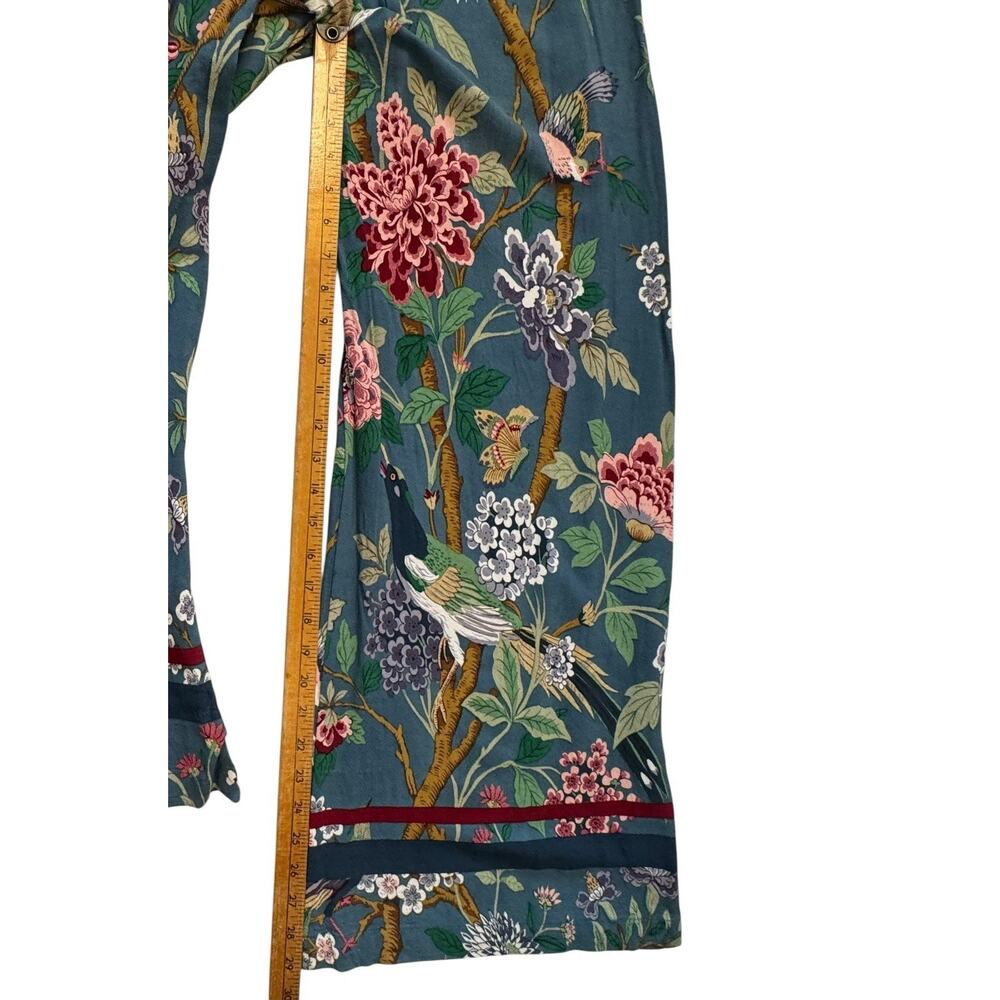 H&M GP & J Baker Print Wide Leg Trousers Pants Size 10 Floral Birds High Rise - Picture 6 of 11